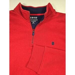 IZOD‎ Advantage Mens 2XL 1/4 Zip Long Sleeve Pullover Red  Sweater